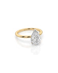 14k Pear Cut Solitaire Ring | Hidden Halo