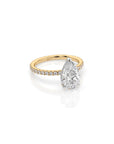 14k Pear Cut Solitaire Pave Band | Hidden Halo