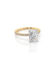 14k Radiant Solitaire Pave Band | Hidden Halo