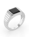 14k Black Onyx Ribbed Ring