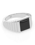 14k Black Onyx Ribbed Ring