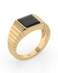 14k Black Onyx Ribbed Ring