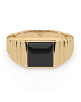 14k Black Onyx Ribbed Ring