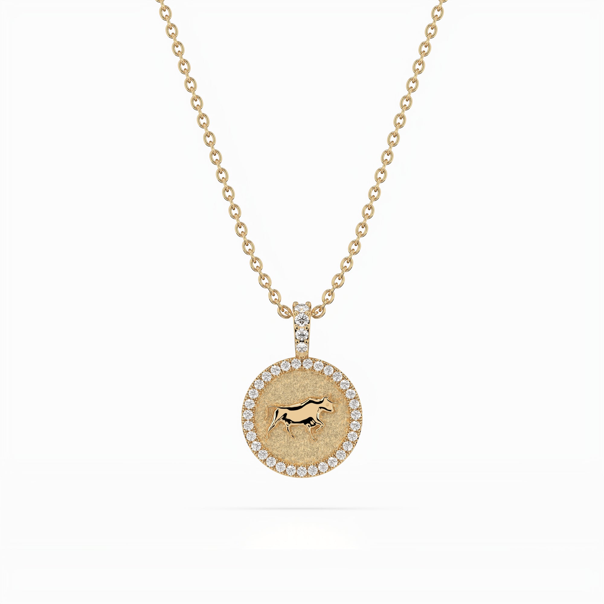 14k Diamond Halo Zodiac Necklace