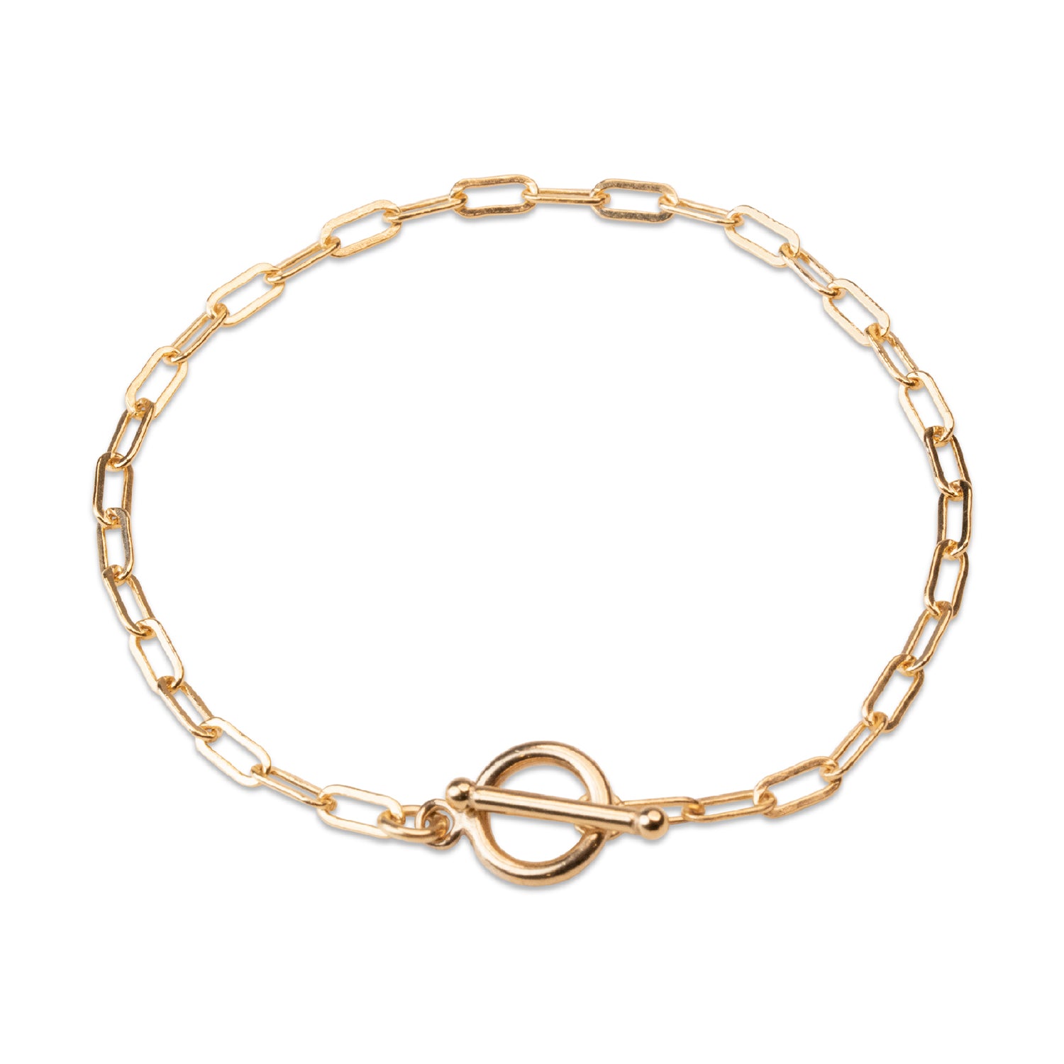 Gold Filled Small Paperclip Toggle Bar Bracelet