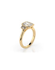 14k Emerald-Cut Trinity Bezel Ring