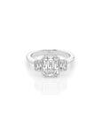 14k Emerald-Cut Trinity Bezel Ring