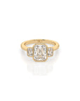 14k Emerald-Cut Trinity Bezel Ring
