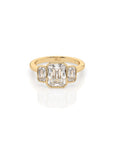 14k Emerald-Cut Trinity Bezel Ring