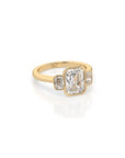 14k Emerald-Cut Trinity Bezel Ring