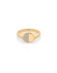 14k Diamond Half Moon Signet Ring
