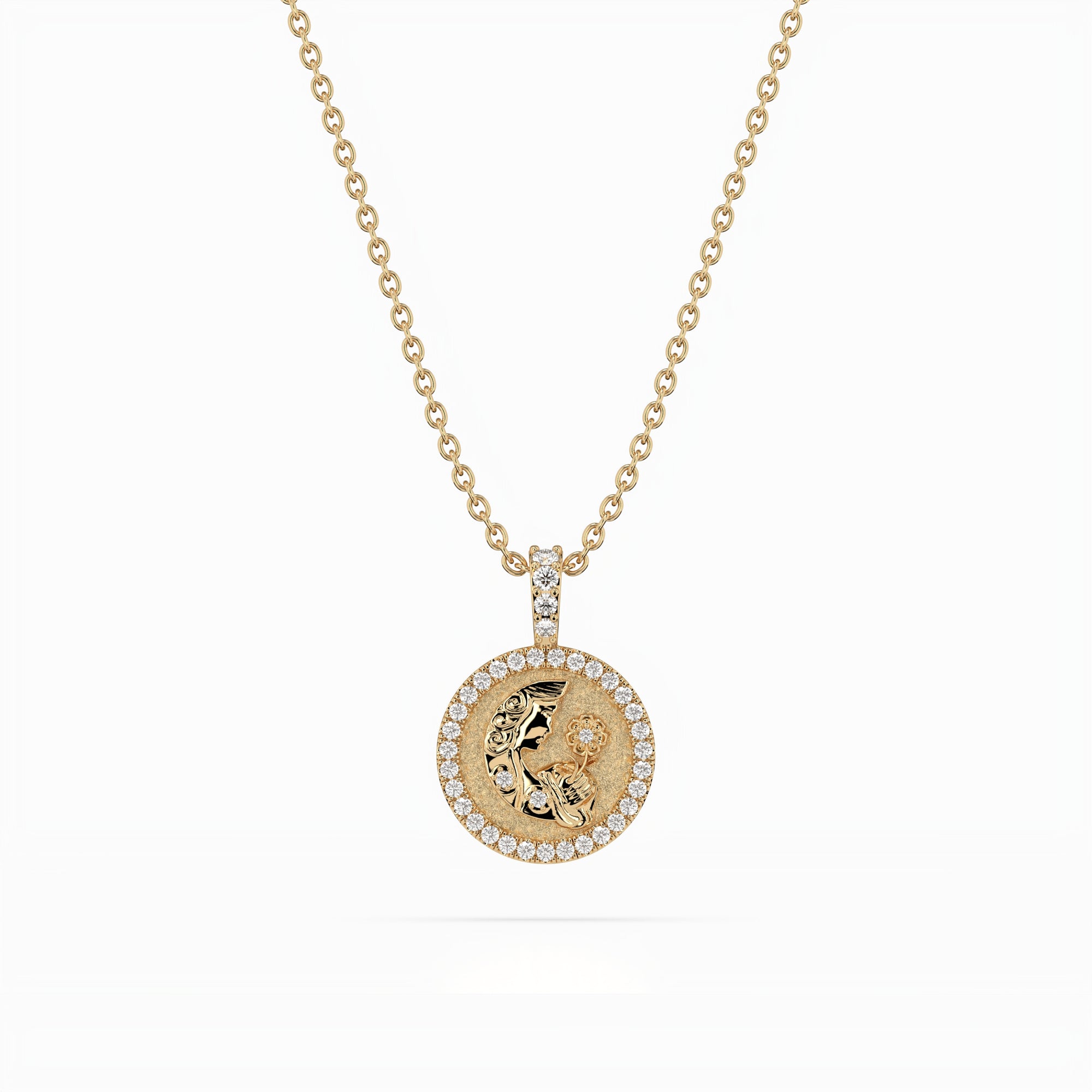 14k Diamond Halo Zodiac Necklace