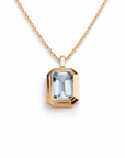 14k Emerald Cut Aquamarine Necklace