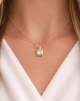 14k Emerald Cut Aquamarine Necklace