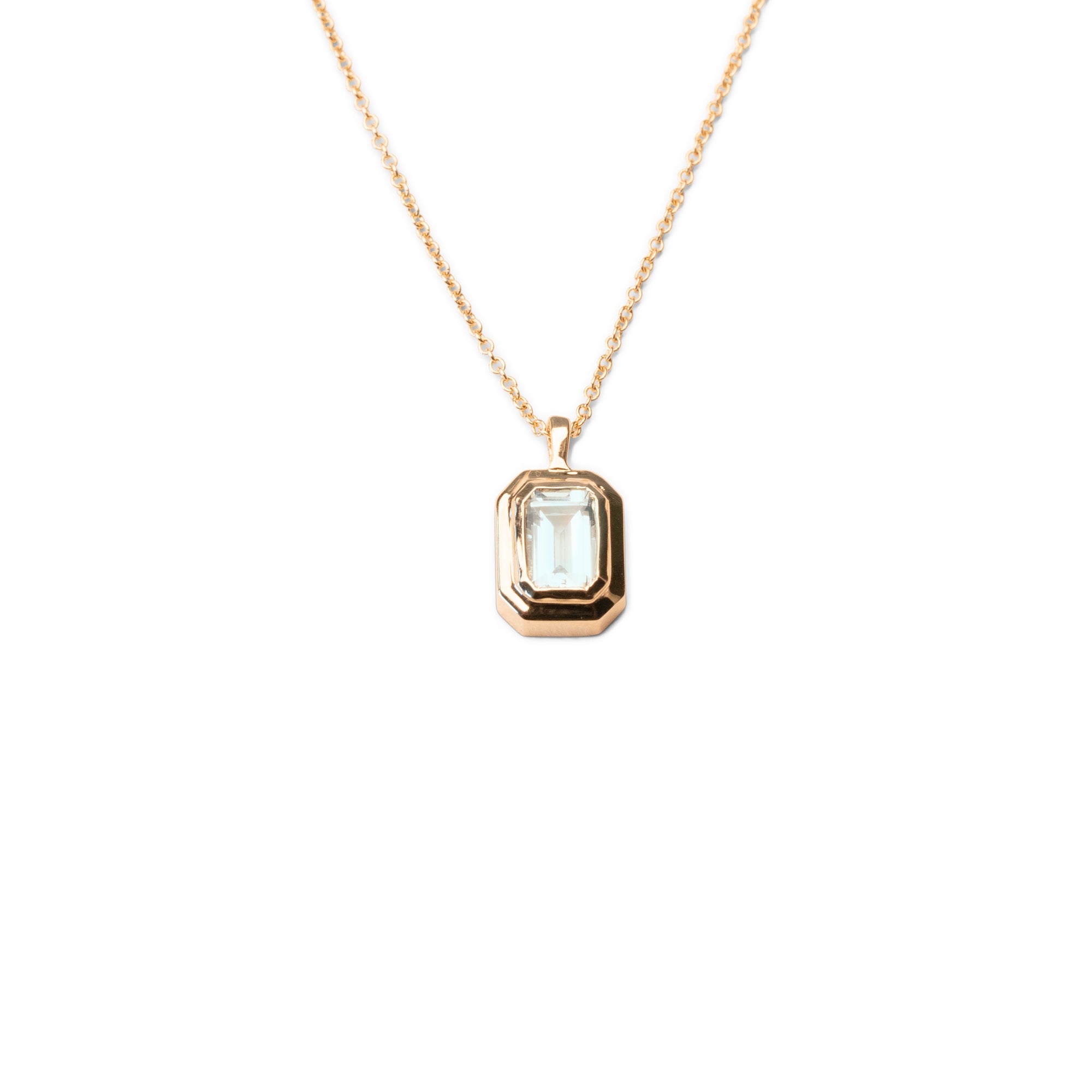 14k Mini Aquamarine Bezel Necklace