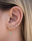 14k Baguette Diamond Huggies