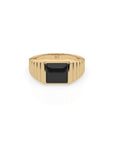 14k Black Onyx Ribbed Ring