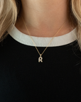 14k Diamond Bubble Letter Necklace