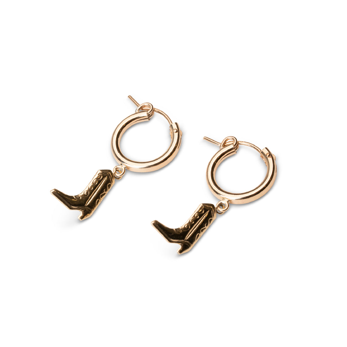 Gold Cowboy Boot Clasp Hoops