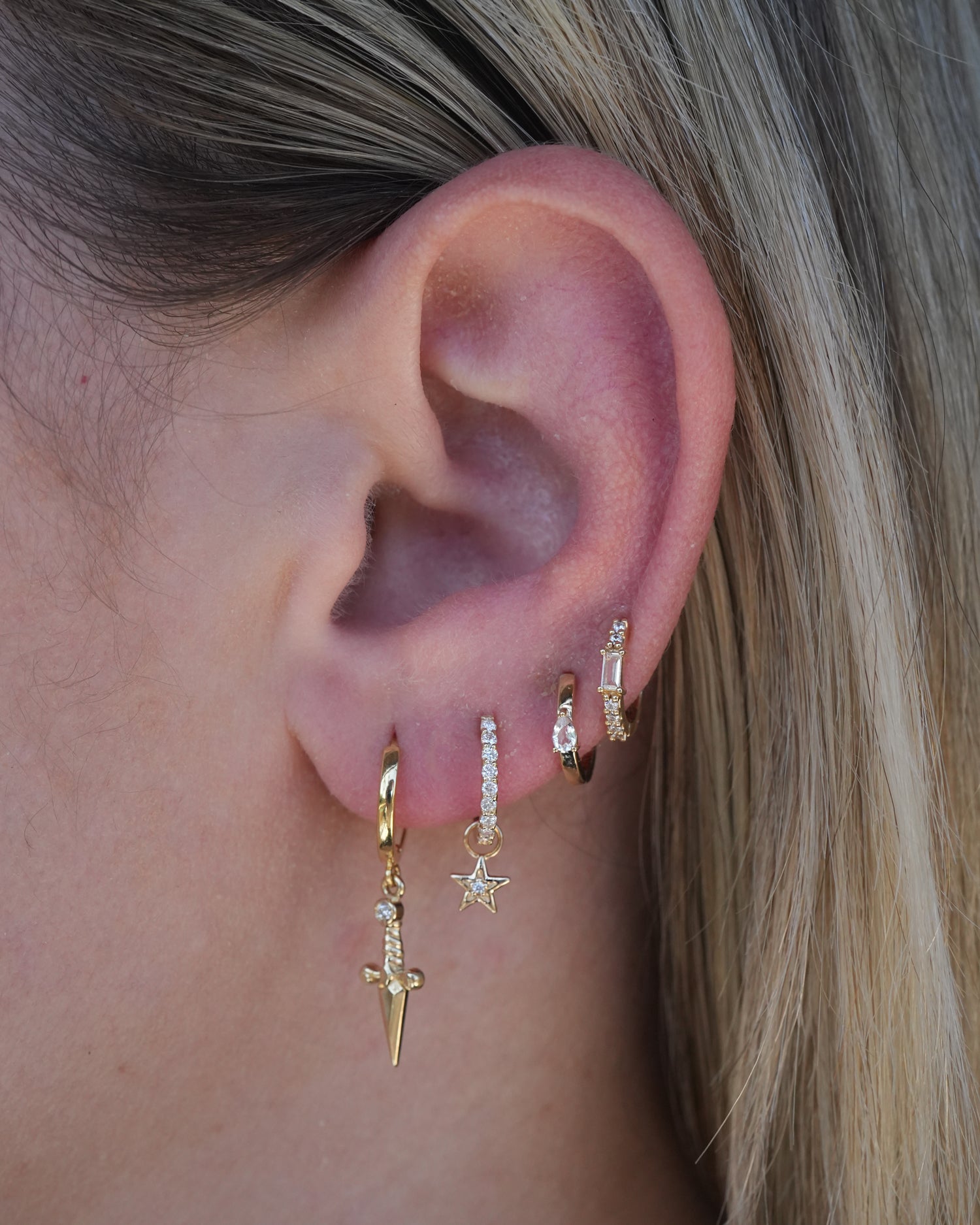 14k Dagger Hoop Charm