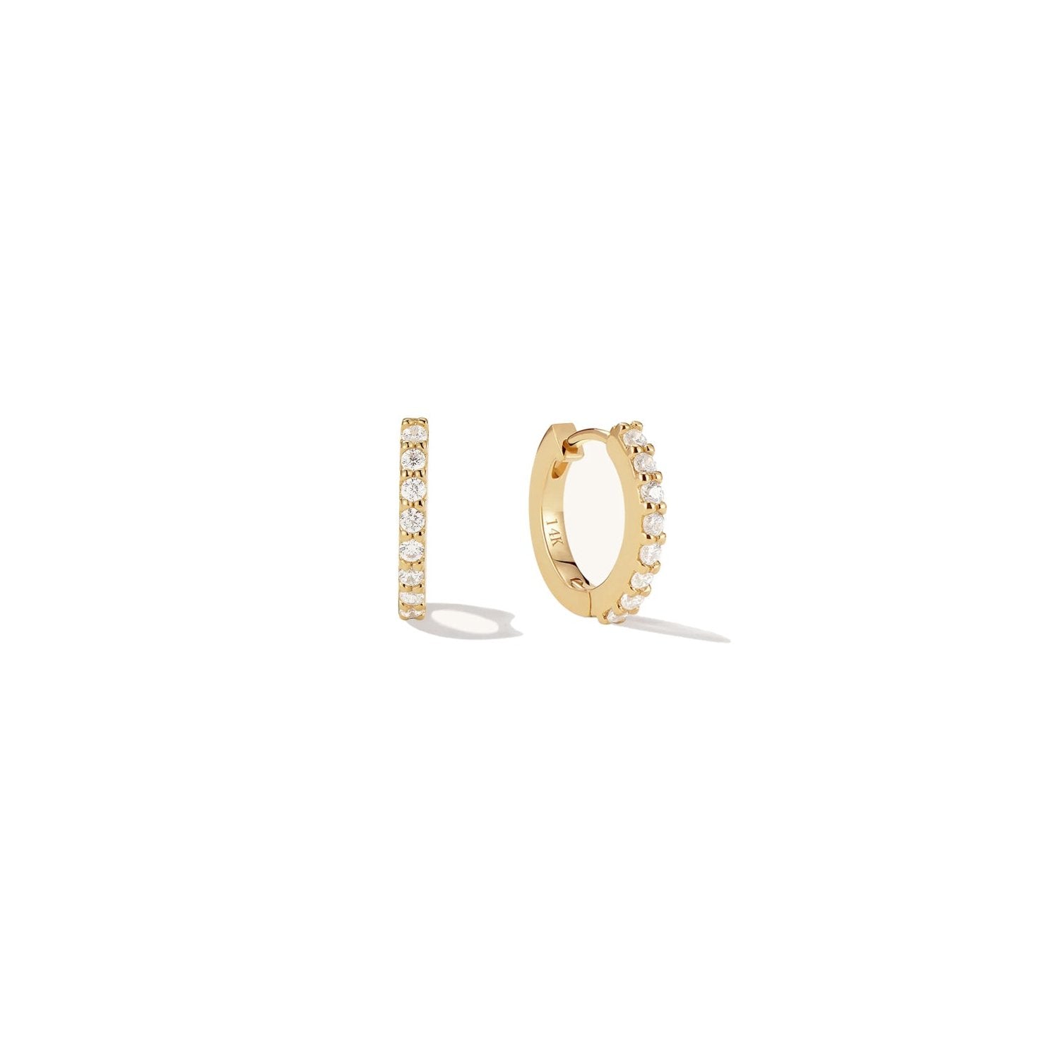 14k Dainty Diamond Huggies
