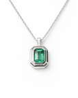 14k Mini Emerald Tiered Bezel Necklace