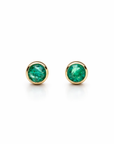 14k Emerald Bezel Studs