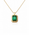 14k Emerald Tiered Bezel Necklace