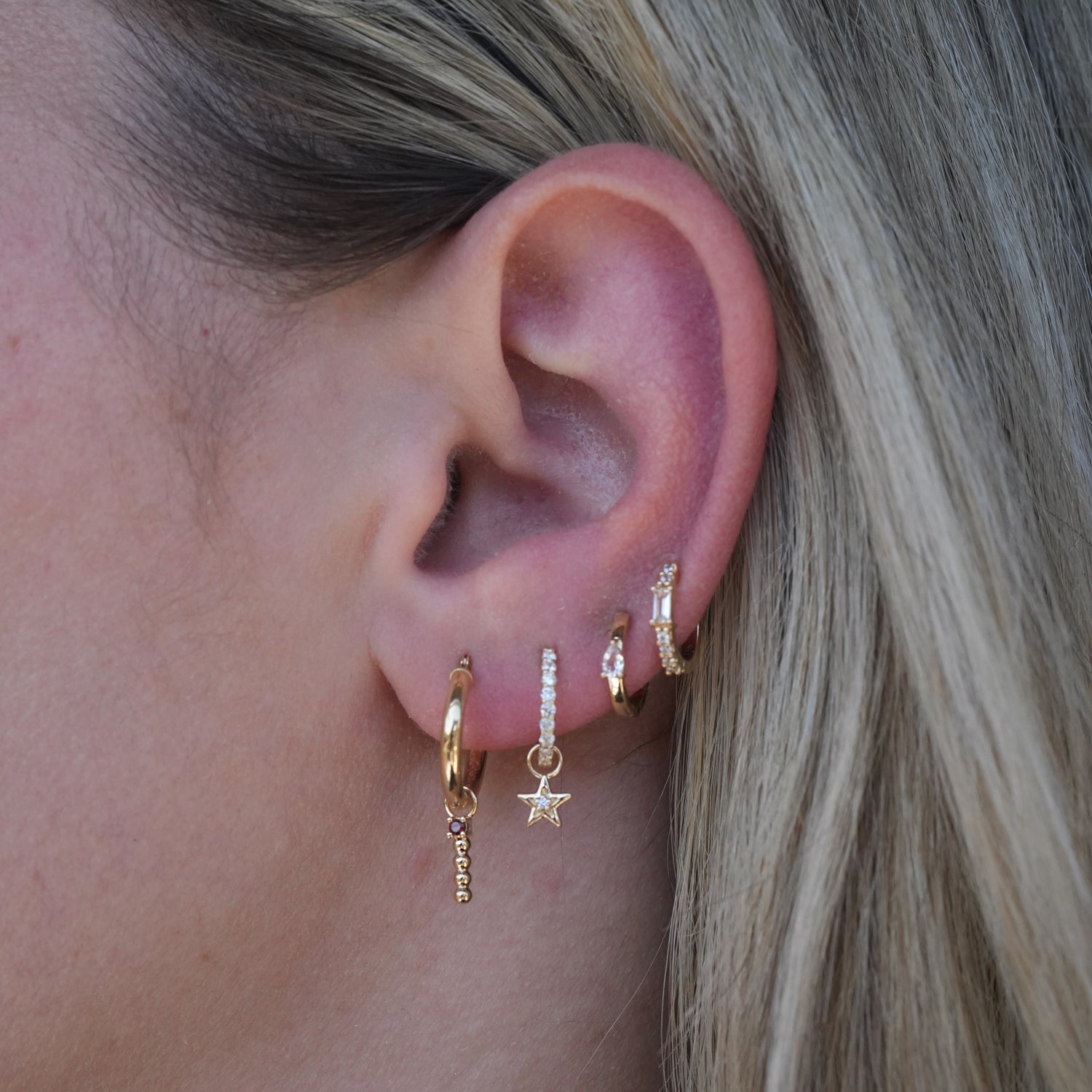 14k Beads and Garnet Hoop Charm
