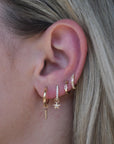 14k Beads and Garnet Hoop Charm