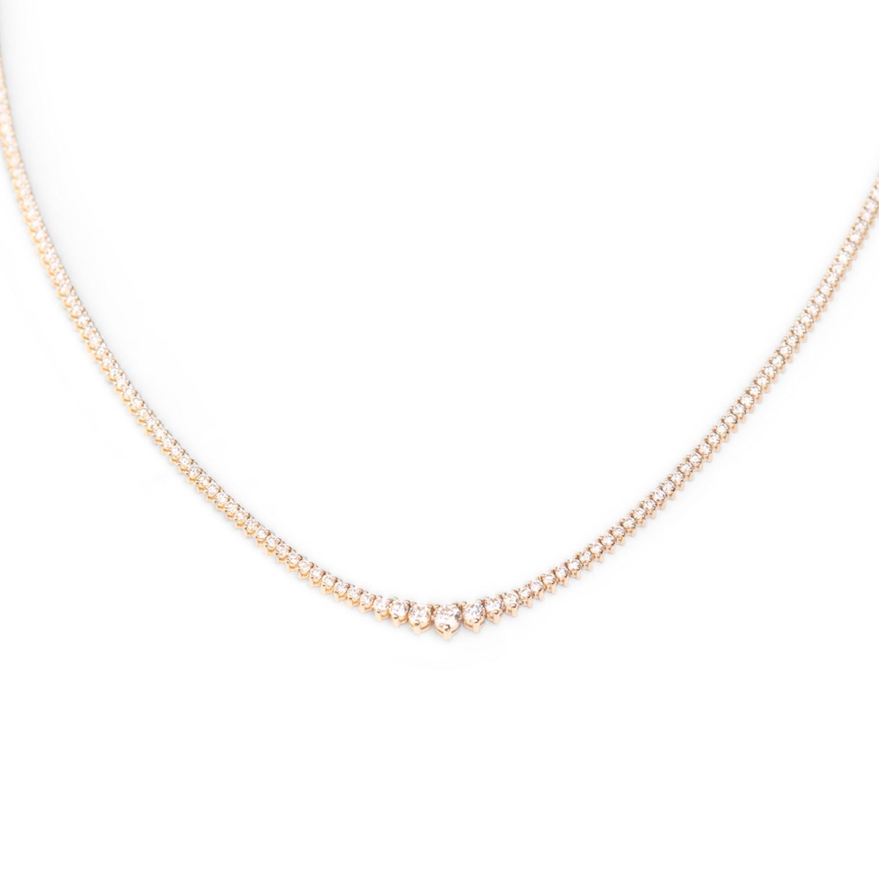 14k Graduated Tennis Necklace | 3.2 CTW
