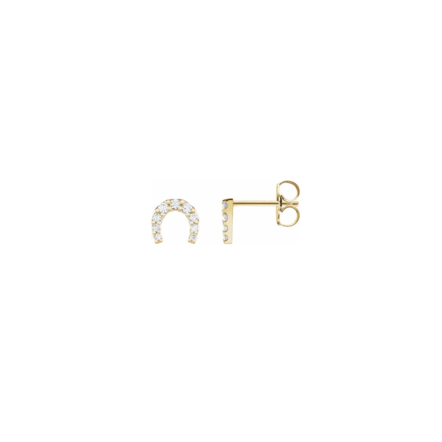14k Diamond Horseshoe Studs