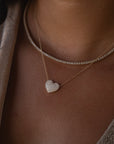 14k Large Diamond Puffy Heart Necklace