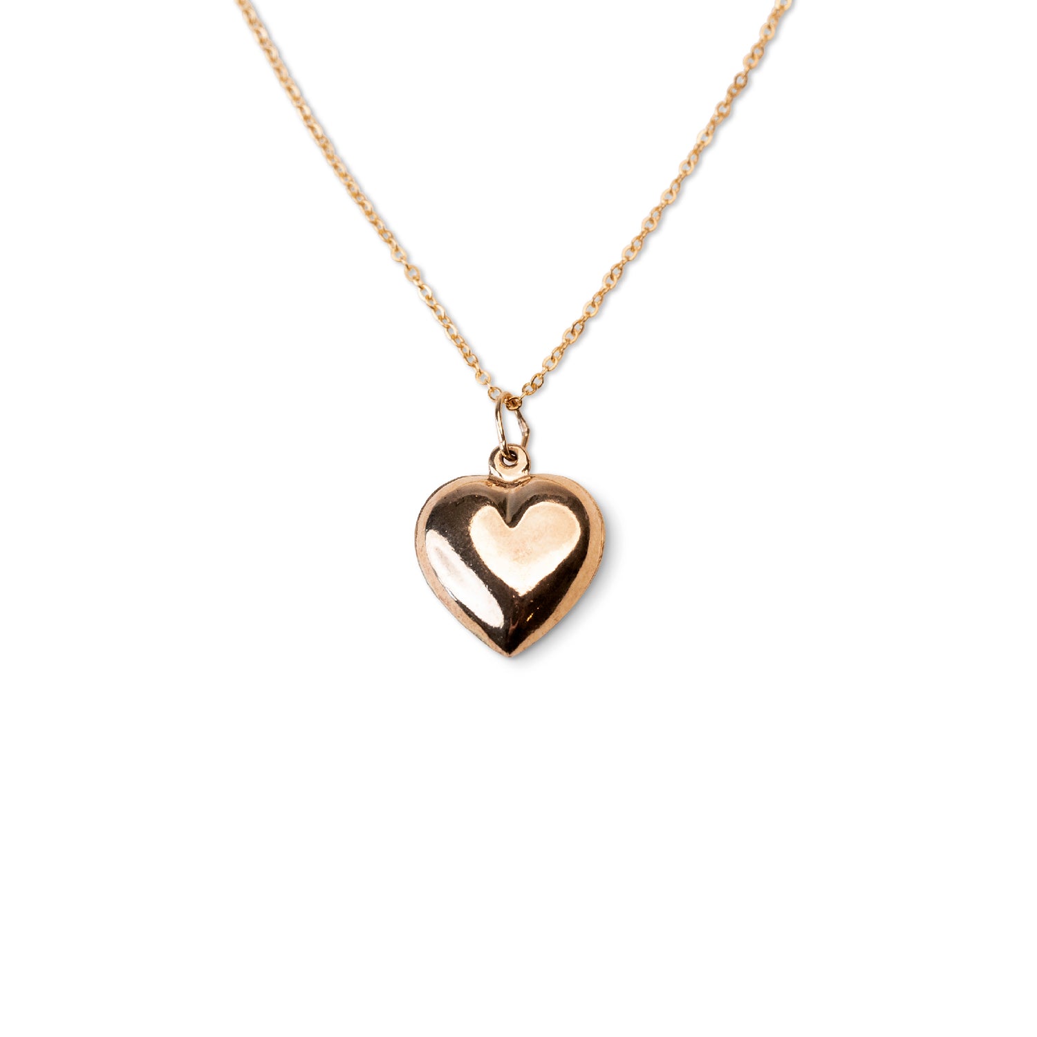 Gold Filled Puffy Heart Necklace