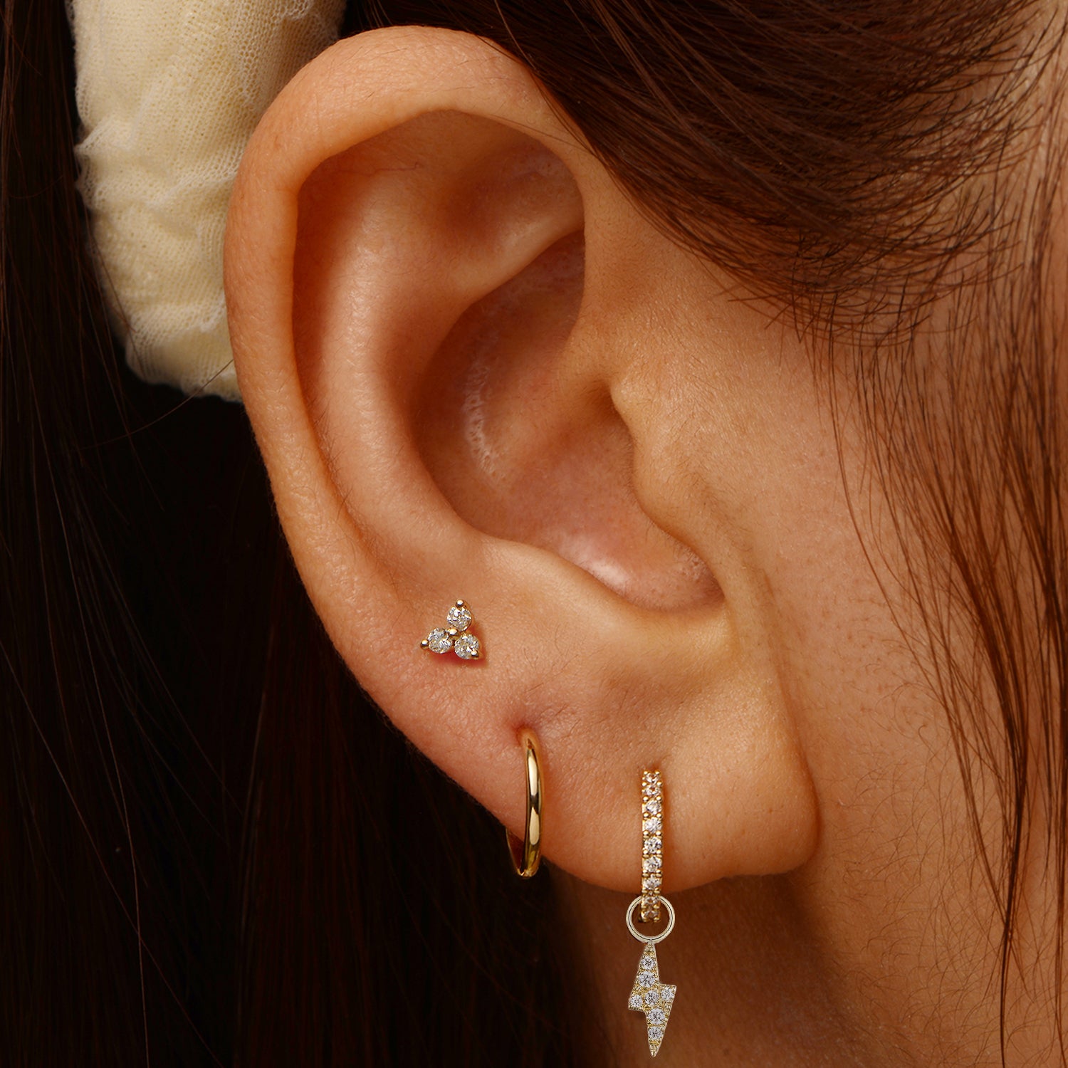 14k Lightning Bolt Hoop Charm