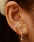 14k Lightning Bolt Hoop Charm