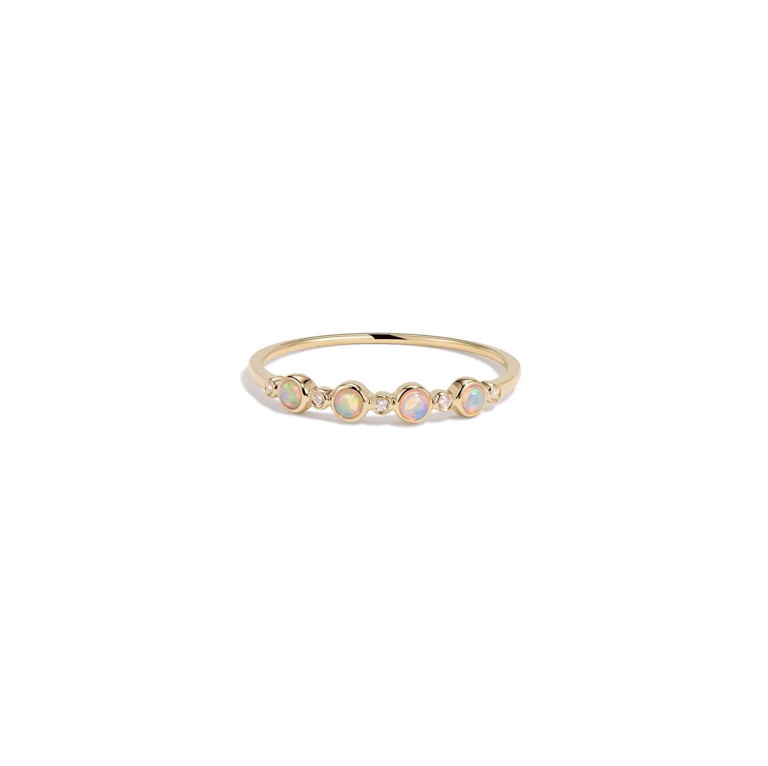 14k Diamond Opal Ring