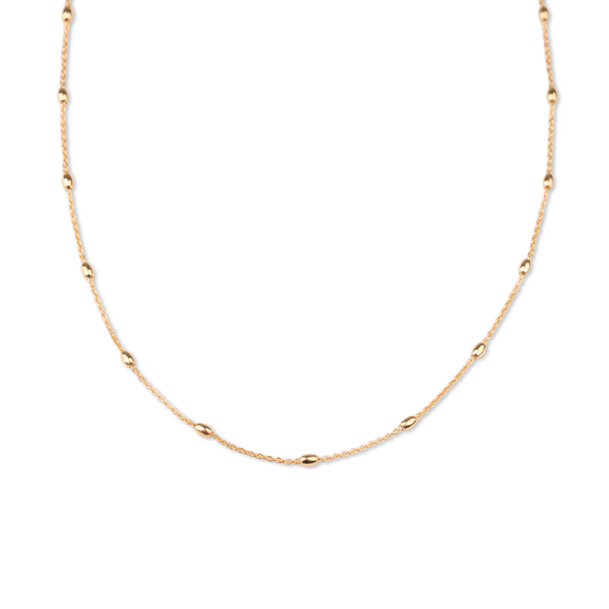 Gold Filled Small Oval Beaded Satellite Necklace