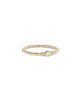 14k Oval Diamond Beaded Ring