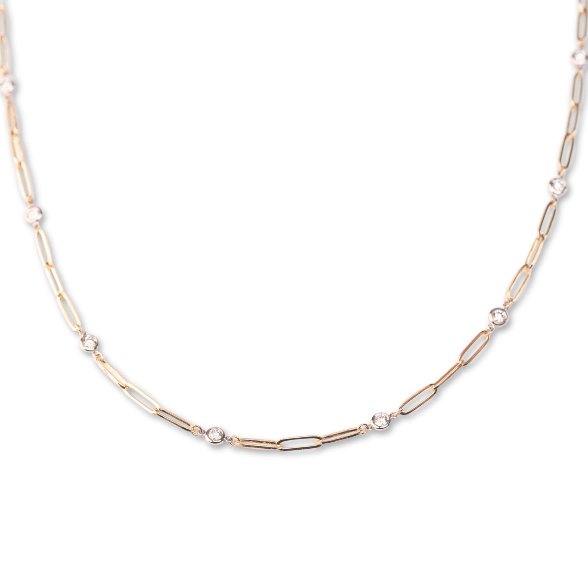 14k Paperclip Diamond Yard Necklace | 1.25 CTW