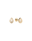 14k Diamond Pear Bezel Flatback Studs