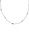 Silver Oval Beaded Satellite Necklace