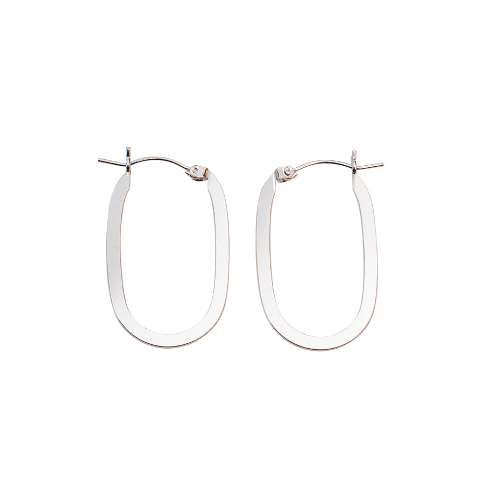 Silver Flat Shape Oval Hoops