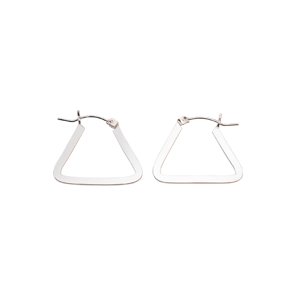 Silver Flat Triangle Hoops