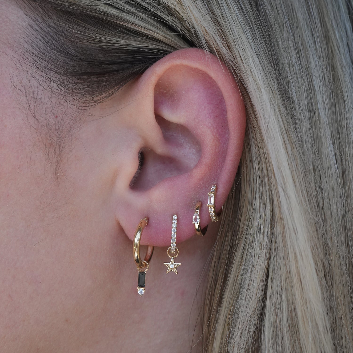14k Dainty Diamond Huggies