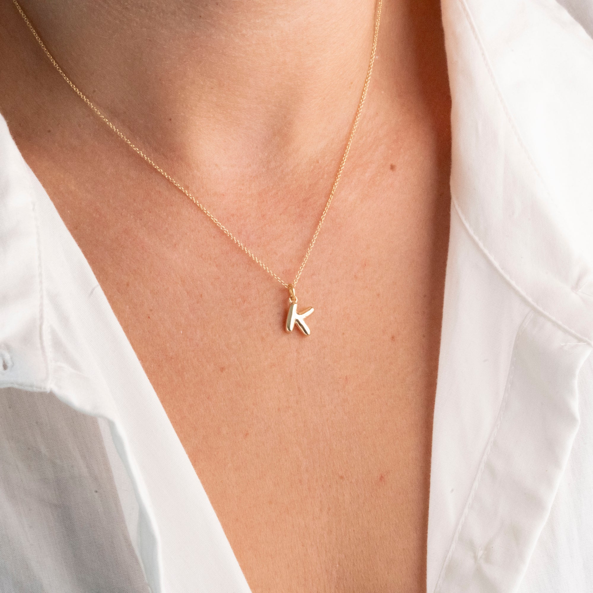 14k Bubble Letter Necklace