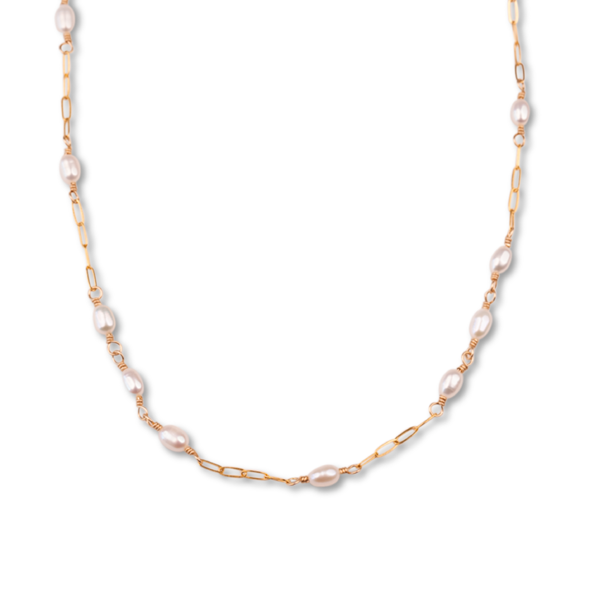 Pearl Paperclip Pattern Necklace