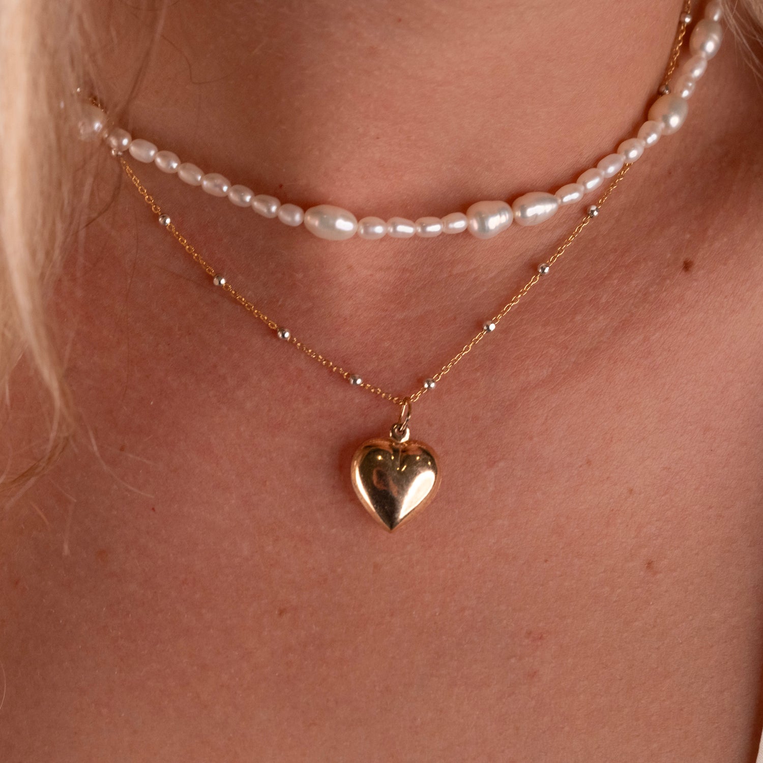 Gold Filled Puffy Heart Necklace