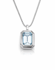 14k Emerald Cut Aquamarine Necklace