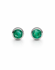 14k Emerald Bezel Studs